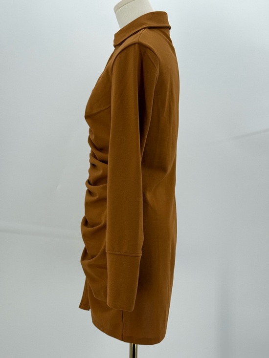 Mi a mi For Francesca’s Caramel Ruched Button-Front Shirt Bodycon Mini Dress - Picture 6 of 13